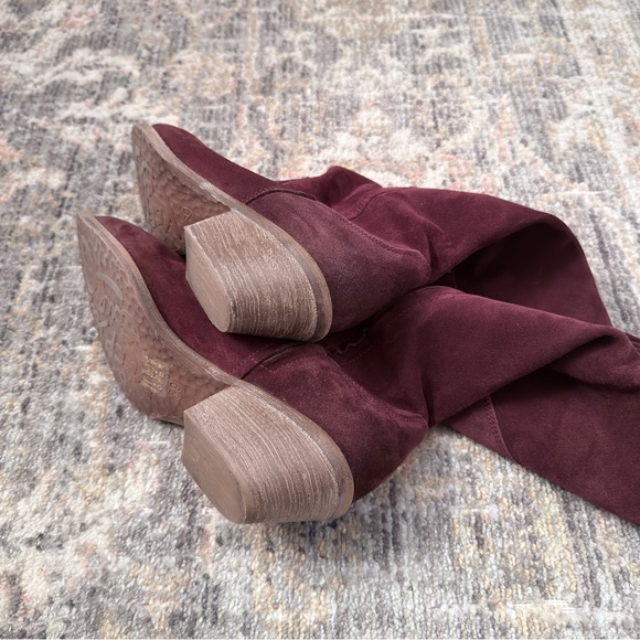 Sundance Burgundy Suede Slouch Western Cowboy Boots Women size 39 - Picture 9 of 12